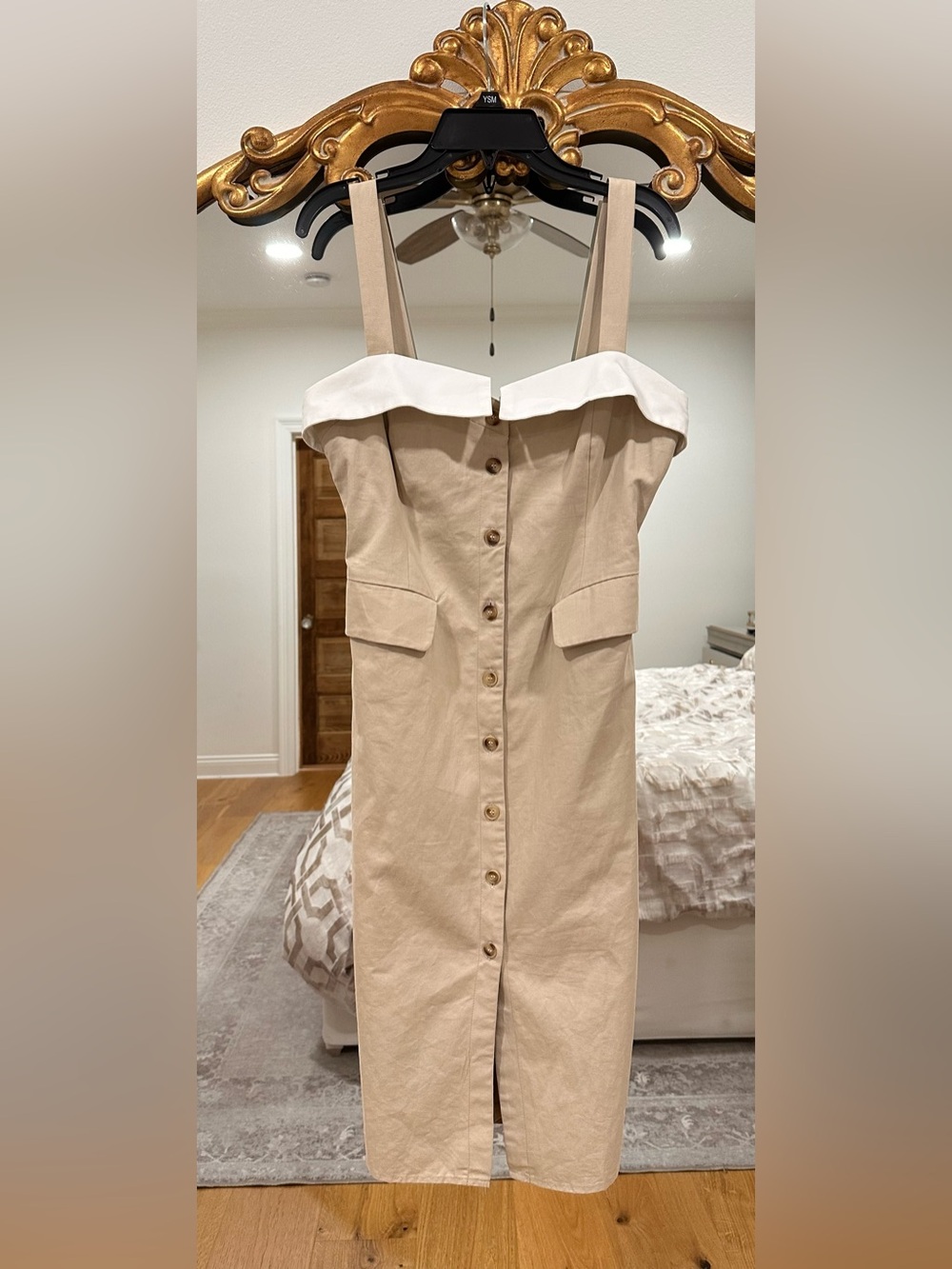 Herringstone’s Beige Button-Front Midi Dress